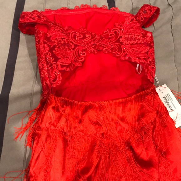 JJ’s House Red Sz 4 Sheath Tassel Dress - Picture 3 of 6